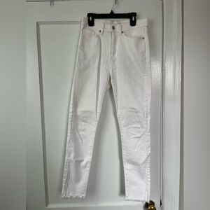 Loft white frayed high rise skinny jeans